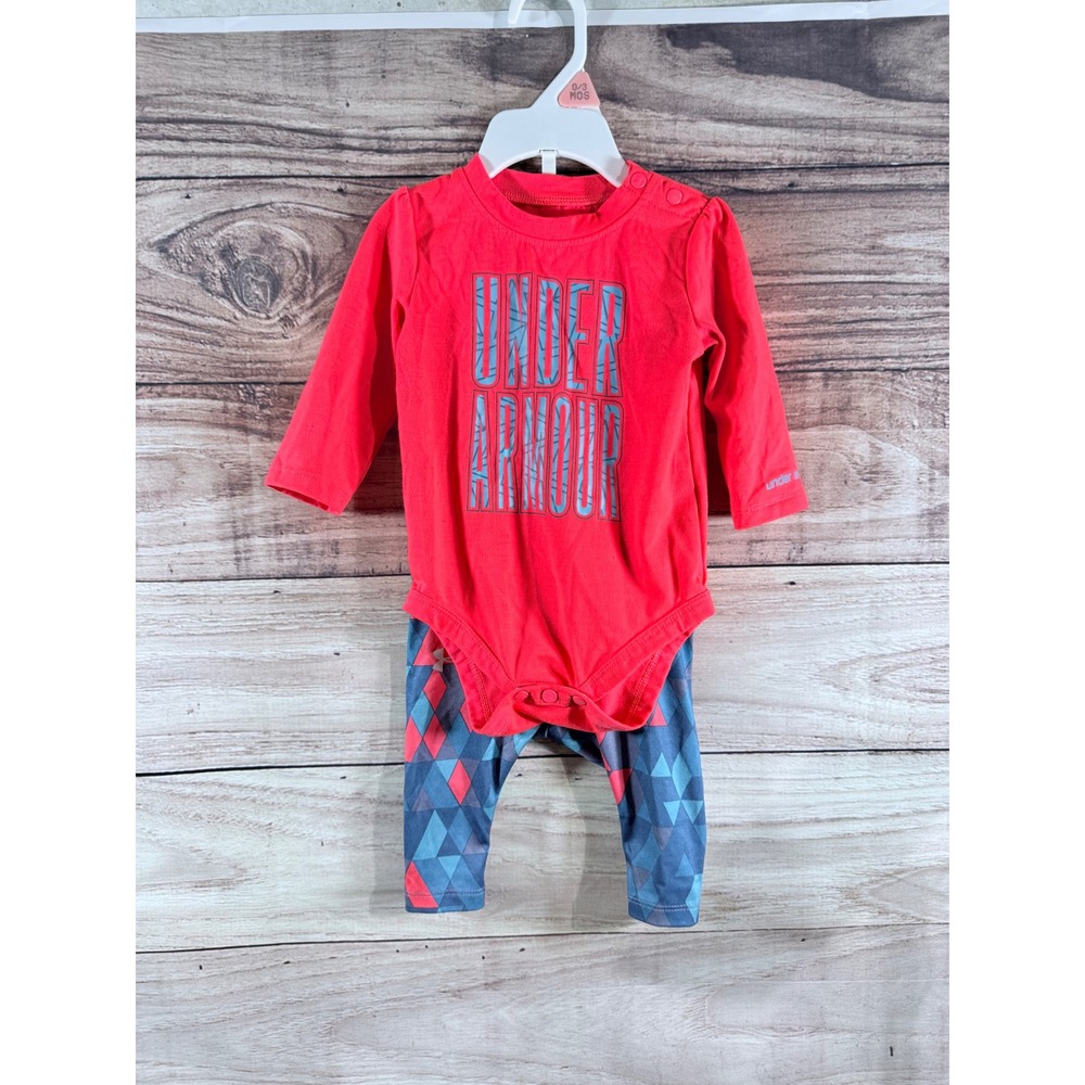 Under Armour Baby Girls Pink Bodysuit and Geometric Leggings Set 3-6 Months